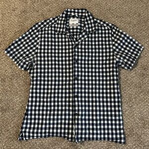 Goodfellow & Co. Size Medium Standard Northrop Shirt Navy Blue & White Gingham